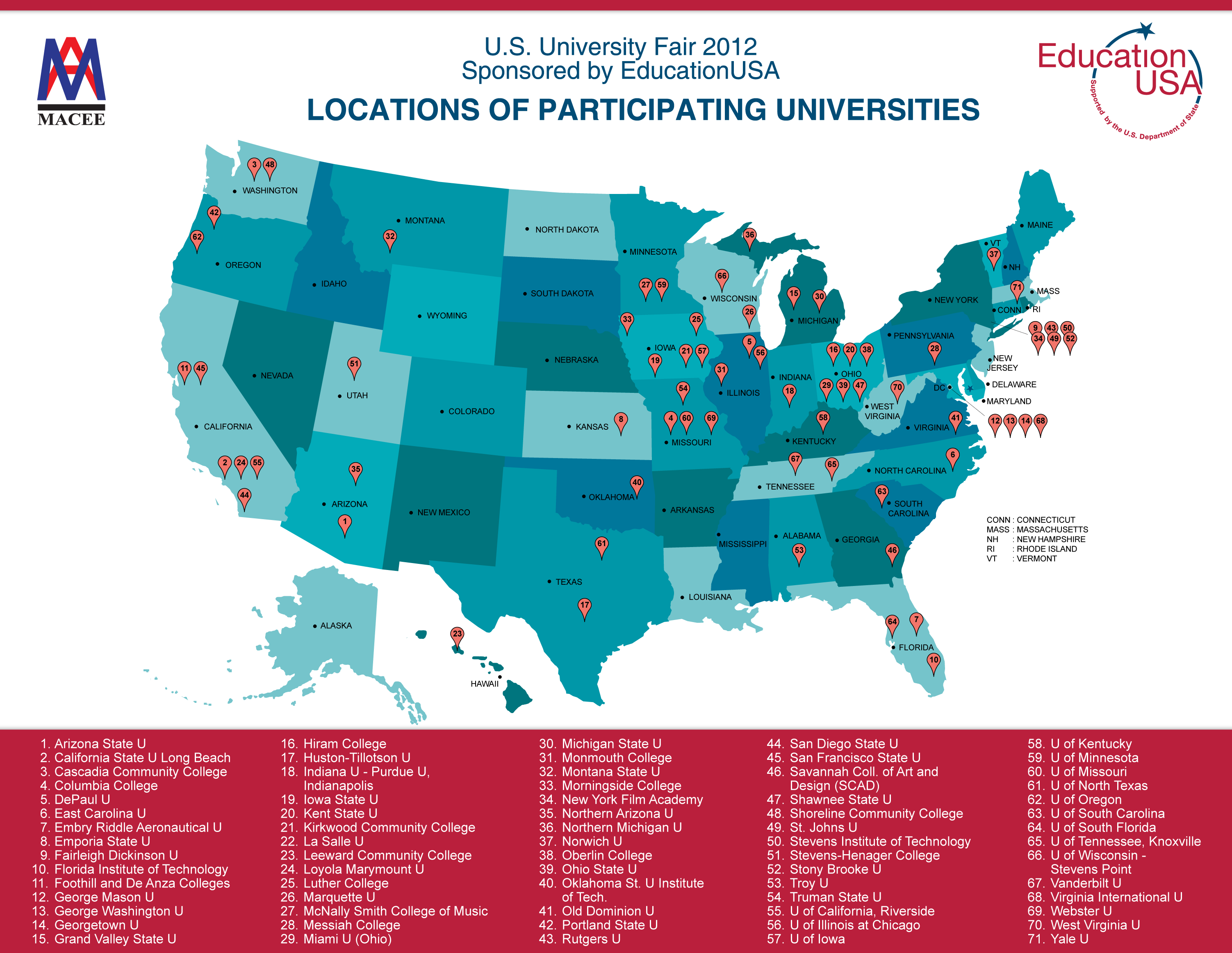 Interactive Map Of Us Colleges And Universities Map Vector